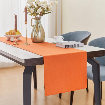 YATOJUZI Orange Table Runner Seasonal Autumn Kitchen Dining Coffee Table Decoration 95 Inches Long Waterproof Farmhouse Rustic Table Runner Halloween Home Wedding Party Decor 16x95Inch