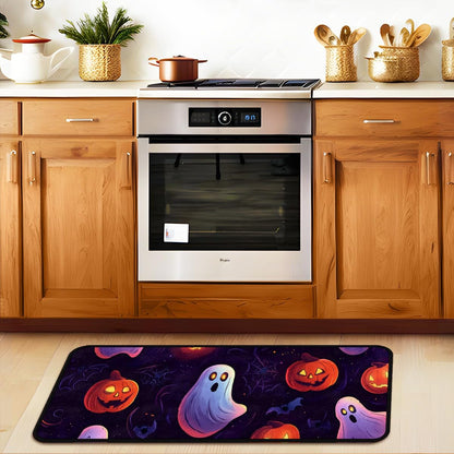 Ruiseye Halloween Holiday Pumpkin Kitchen Floor Mat, Area Rugs 17''x51'' Laundry Room Rug Runner for Laundry Room, Kitchen, Bathroom, and Mudroom
