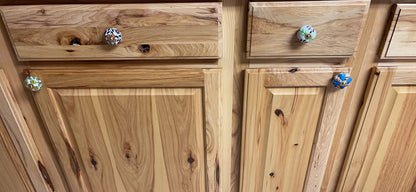 Craft Trade Ceramic Cabinet & Drawer Knobs – Decorative Kitchen Cabinet Hardware, Cupboard & Dresser Knobs – Handcrafted Furniture Pull Handles, Round Design (Colorful, Set of 6)