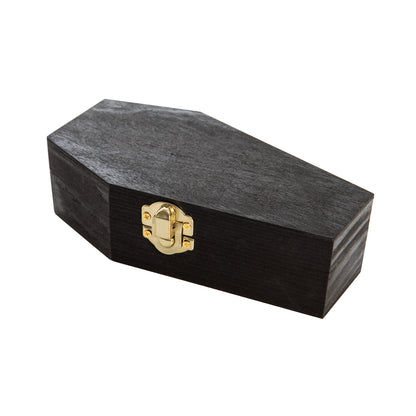 Creative Hobbies 6" Black Painted Wood Coffins - Fillable Mini Casket for Halloween Parties, Goth Decor, Small Pet Burials, Trinket Storage | 2 Pack