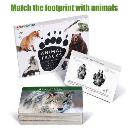 MEROCO Forest Animals Tracks Cards for Kids,Animal Tracks Matching Game Flash Cards,Homeschool Animal Games Kids Learning Educational Toys Preschool Autism Learning Materials