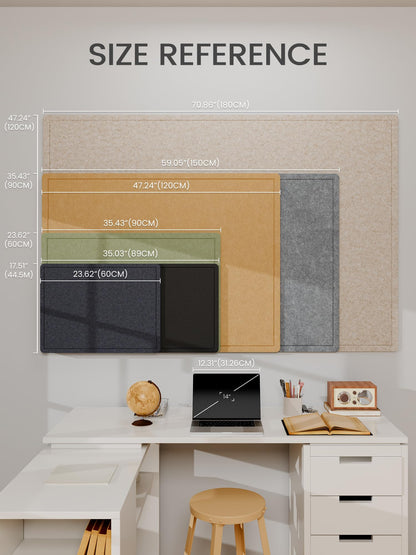 Fluxynara Bulletin Board,35.4" x 23.6" Cork Board Alternative with 12 Safe Removable Adhesive Tabs, Foldable Felt Pin Board for Home Office, Classroom, Bedroom,Entryway for Walls—Navy Blue
