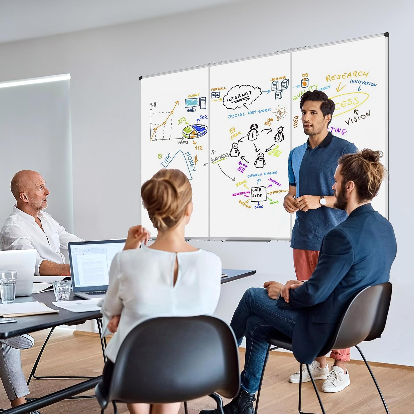 XBoard Magnetic Whiteboard 72 x 48 Inch, 6'x4' Dry Erase Board with Aluminum Frame | Foldable Wall-Mounted Whiteboard for Home Office, Classroom, Conference Room