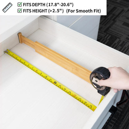 Utoplike 4 pcs Bamboo Kitchen Drawer Dividers Large, Adjustable Drawer Organizers, Spring Loaded, Expandable Organization Works in Kitchen, Dresser, Bathroom, Bedroom, Drawer, Desk