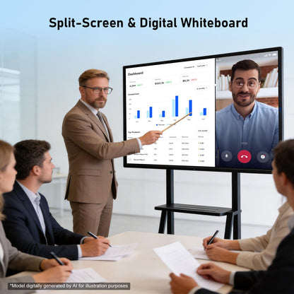 Smart Board 49 Inch Interactive Whiteboard, RK3588 Flagship Chip 6ms Low Latency, Android 12 8+64GB, Wireless Cast & Screen Mirroring, Overseas App Ready for Classroom Office Business Home(Board Only)