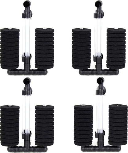 AQUANEAT 4 Pack Double Bio Sponge Filter, for Fry, Betta, Shrimp, Nano, Aquarium Fish Tank