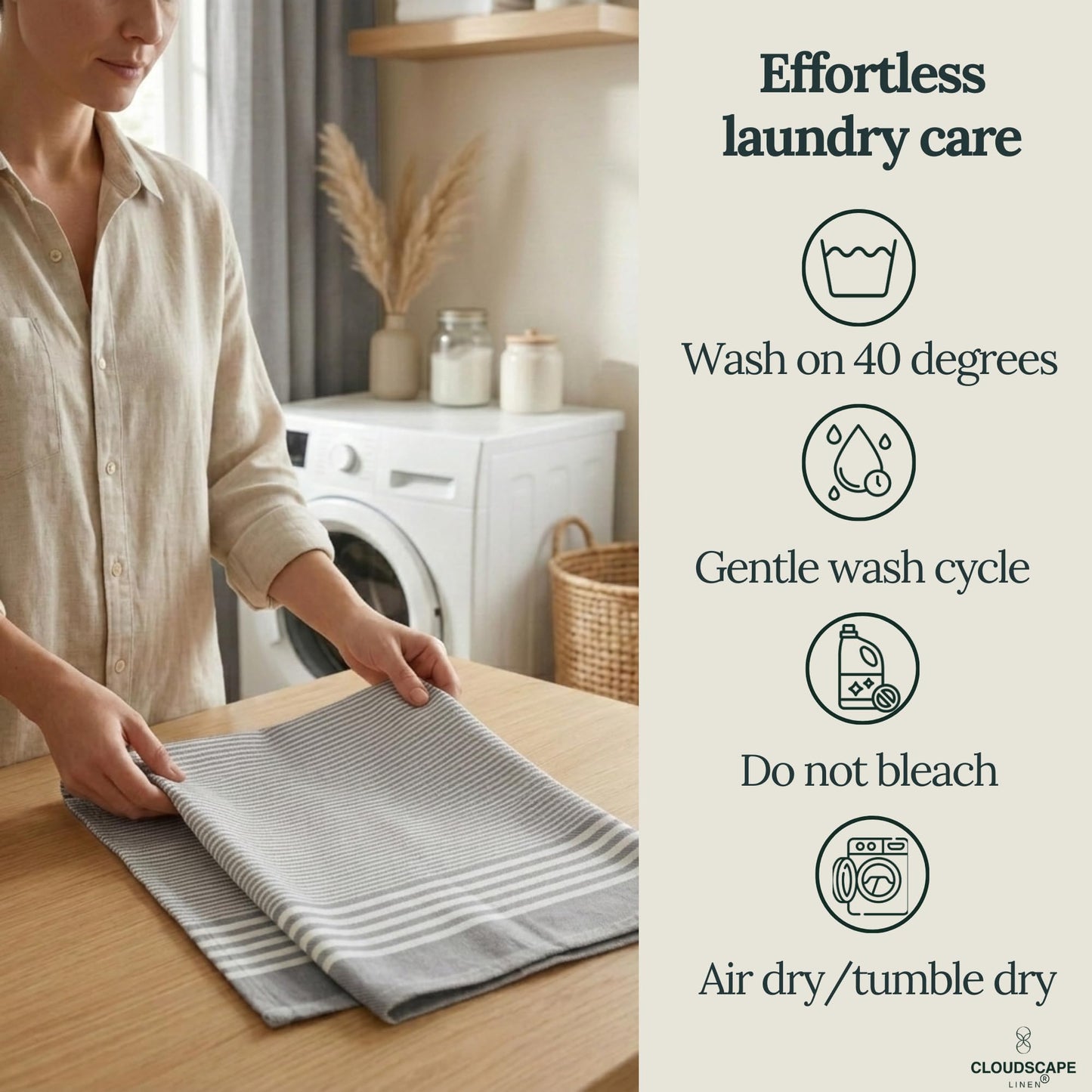 CLOUDSCAPE Kitchen Towels, Set of 12, Premium Cotton Dish Towels for Kitchen, 18" x 28" Oversized Hand Towel, Quick Absorbent & Drying Tea Towel with Hanging Loop - Grey