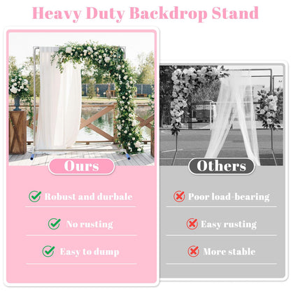 Wedding Arch Backdrop Stand,7x5 FT Metal Arch Backdrop Stand for Ceremony, Stainless Steel Square Backdrop Stand for Parties,Wedding,Birthday,Anniversary,Baby Shower,Garden Decorations