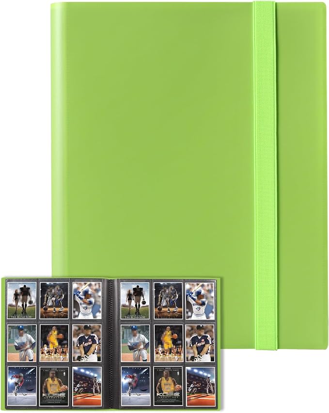 GEAoffice Card Binder, 9 Pockets Trading Card Album Folder, 360 Side Loading Pocket Binder for Sports&Game Cards, MTG and Other TCG, Light Green