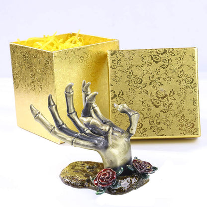 YU FENG Gothic Rose Skeleton Hand Jewelry Holder for Halloween Decor Rings Necklaces and Jewellery Accessories Hand Form Display Holders for Women Gift