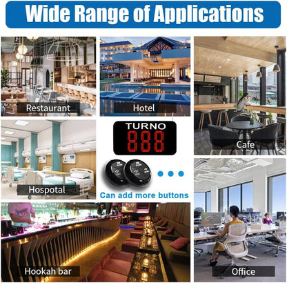 Take a Number System Queue Wireless Calling System Spanish with 1 TURNO Display 2 NEXT Call Button 1 Ticket Dispenser 3-Digit Ticket Roll for Restaurant Hospital Clinic Bank Waiting