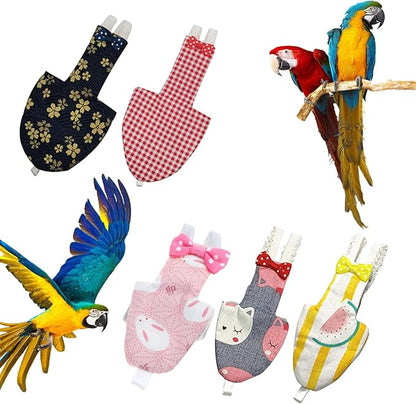 Waterproof Parrot Diapers Pet Flight Suits Elastic Shoulder Strap Nappy Clothes for Conure Parakeet Cockatiels Pigeons Parrot Diaper Parrot Diaper