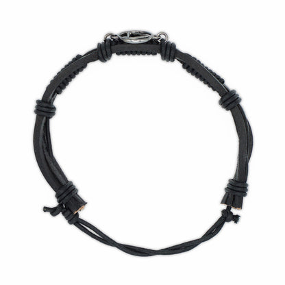 The Token Shop Adjustable Black Leather AA Bracelet with Alcoholics Anonymous Circle Triangle Charm | Sobriety Gift for Men and Women in Recovery