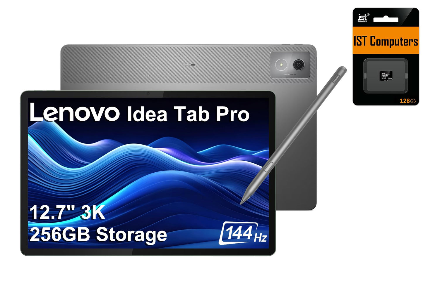 Lenovo Idea Tab Pro AI Android Tablet, 12.7" 3K QHD 144Hz Touchscreen, MediaTek Dimensity 8300, 128GB Storage + 128GB SD Card, Tab Pen Plus, 11-Hr Long Battery Life, Lightweight for Student & Gaming