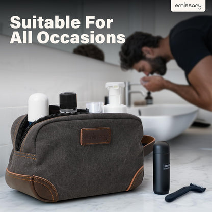 emissary Toiletry Bag for Men, Canvas Travel Toiletry Bag Men's Dopp Kit, Water-resistant Bathroom Bag Mens Shaving Kit, Travel Kit Small Bags, Shaving Bag, Toiletry Bags