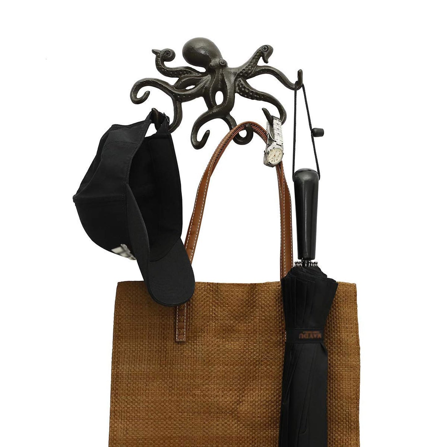 ChasBete Key Holder for Wall, Octopus Coat Hooks Wall Mounted Towel Hooks, Heavy Duty Key Hooks Decorative with 6 arms