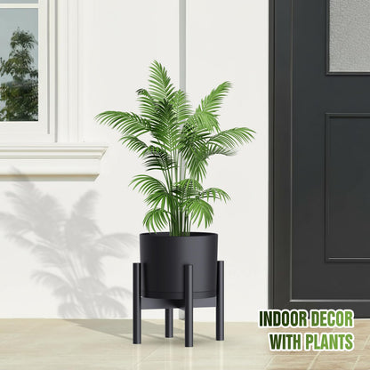 Areutxbis 10/9/8 Inch Large Plant Pots with Drainage Holes and Trays, 3 Pack Modern Minimalist Cylinder Planters for Monstera, Snake Plant, Indoor Outdoor (Matte Black)