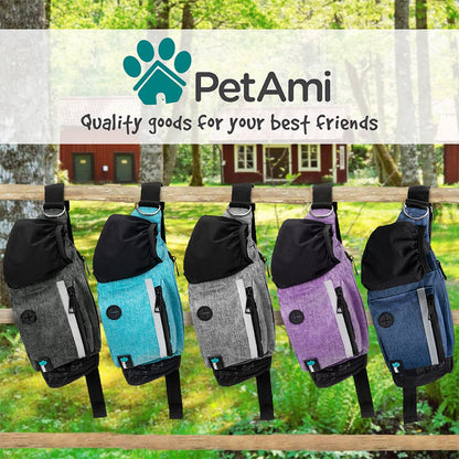 PetAmi Dog Fanny Pack, Treat Pouch for Dog Walking, Training, Built in Poop Bag Dispenser, Water Bottle Holder, Collapsible Bowl, Pet Treat Waist Belt for Hiking, Running, Kibbles (Camo Black)