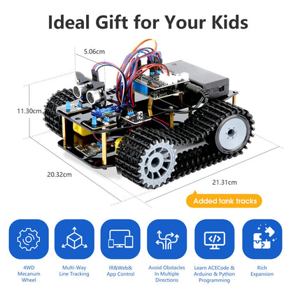 ACEBOTT Smart Robot Tank Car Kit with ESP32 for Arduino Robotics for Kids Ages 8-12 12-16 STEM Science Kits Coding Gifts for 8-16 Year Old Boys Girls Teens Cool Engineering Building Toys Unique Gifts