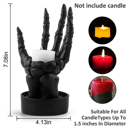 Halloween Decorations Indoor Skeleton Hand Ring Holder Tealight Candle Holder for Gothic Table Decor Jewelry and Earring Organizer Left