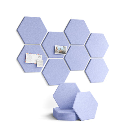 Fluxynara Hexagon Cork Board Alternative for Walls Decor-8-Pack Felt Bulletin Board Tiles,with 30 Pushpins,50 Adhesive Tabs for Office,Classrooms & Home Pin Board Felt Board-Soft Periwinkle