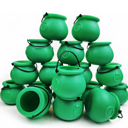 GiftExpress 12pc Mini Green Cauldrons for St Patrick's Day Decoration, St Patrick Cauldrons, Novelty Candy Holder Pot of Gold (12)