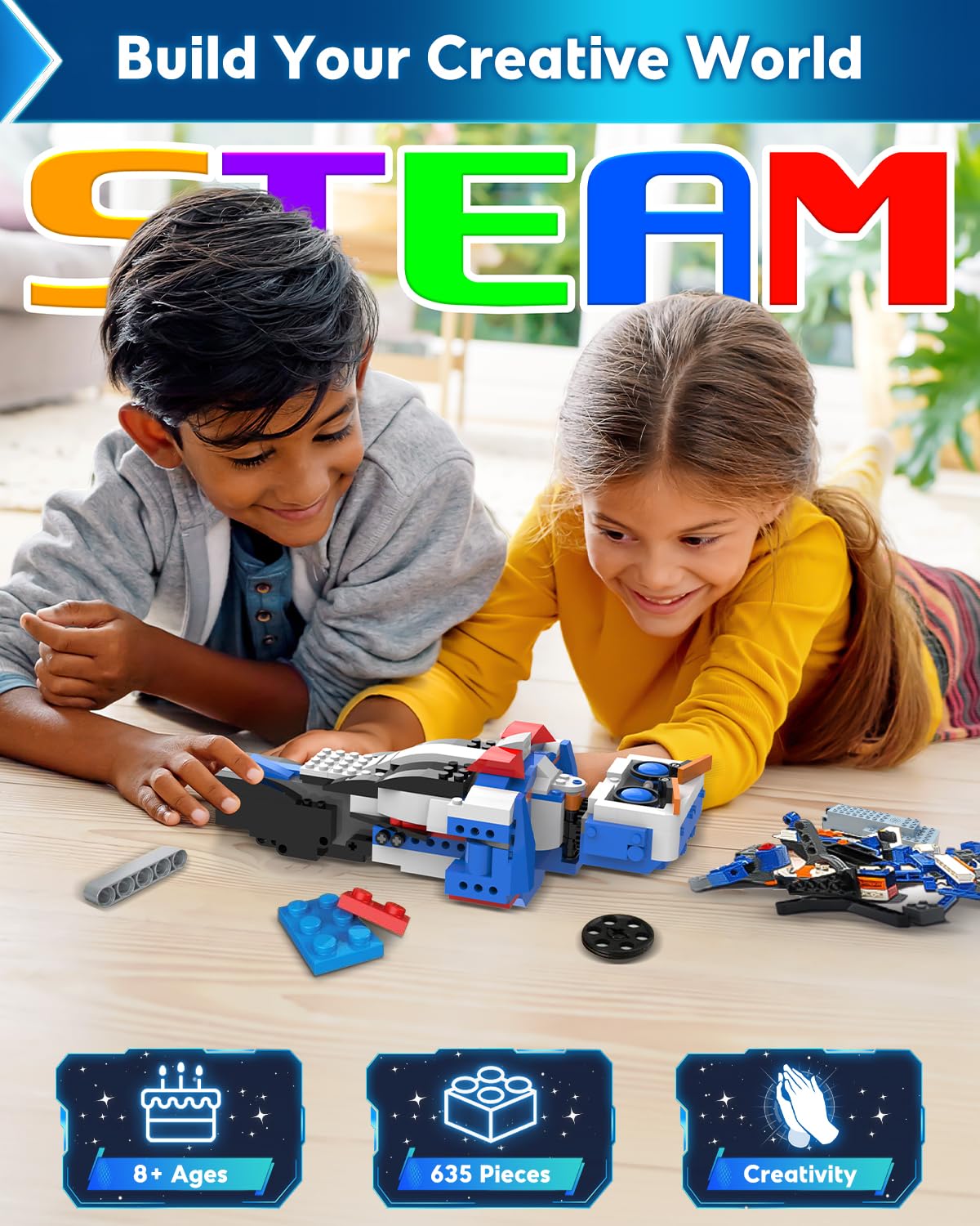 HBUDS Robot Building Kits for Kids, Stem Toys for Boys Age 8-12, APP & Remote Control Educational Coding Building Sets, Programmable Robot for Kids, Rechargeable Robotic Kit Gifts for Girls Boys