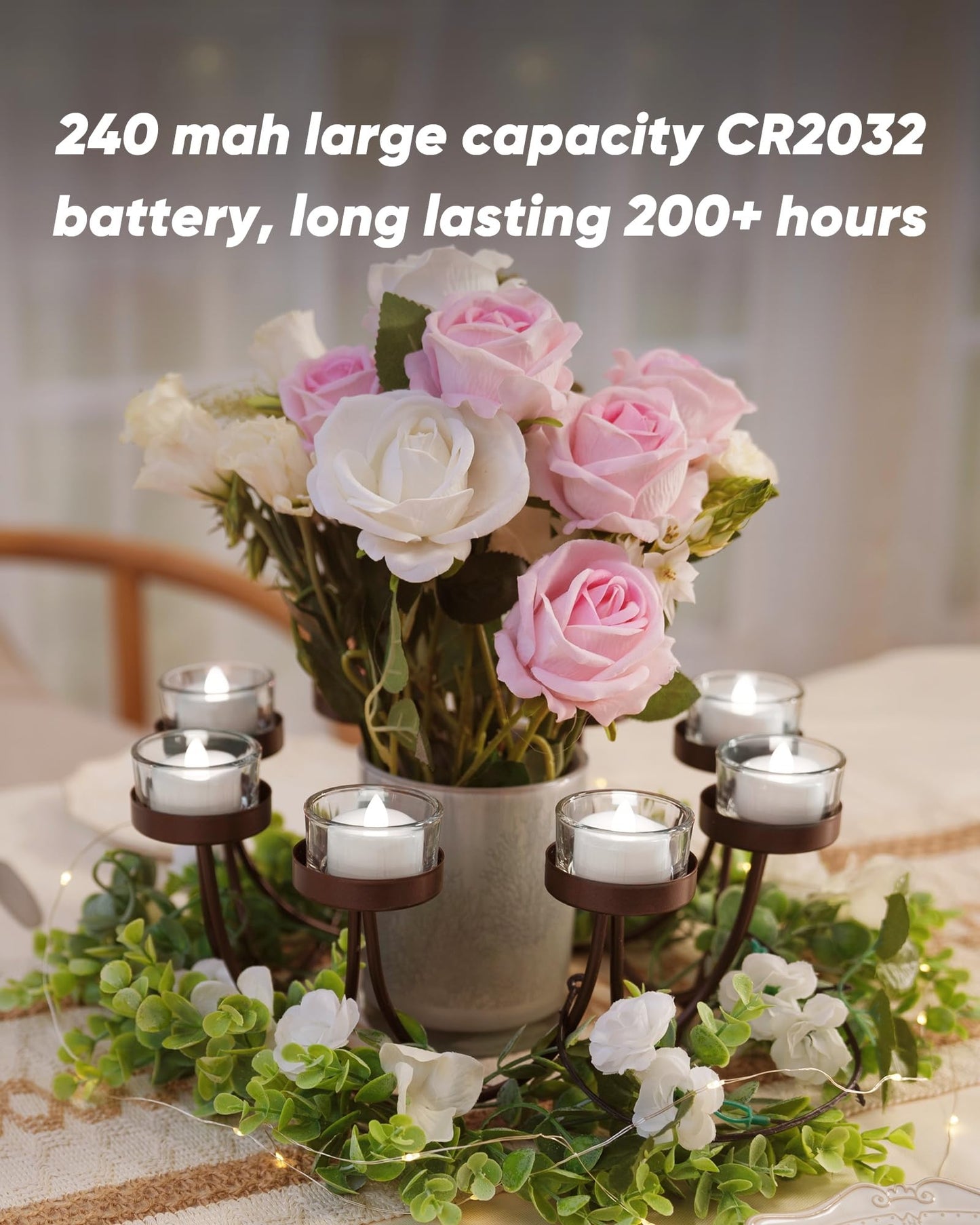 merrynights LED Candles, Tea Lights Candle Battery Operated, 100-Pack 200+Hours Flameless Tealight Candle, Realistic Tea Lights for Halloween Christmas Wedding, Pure White Light
