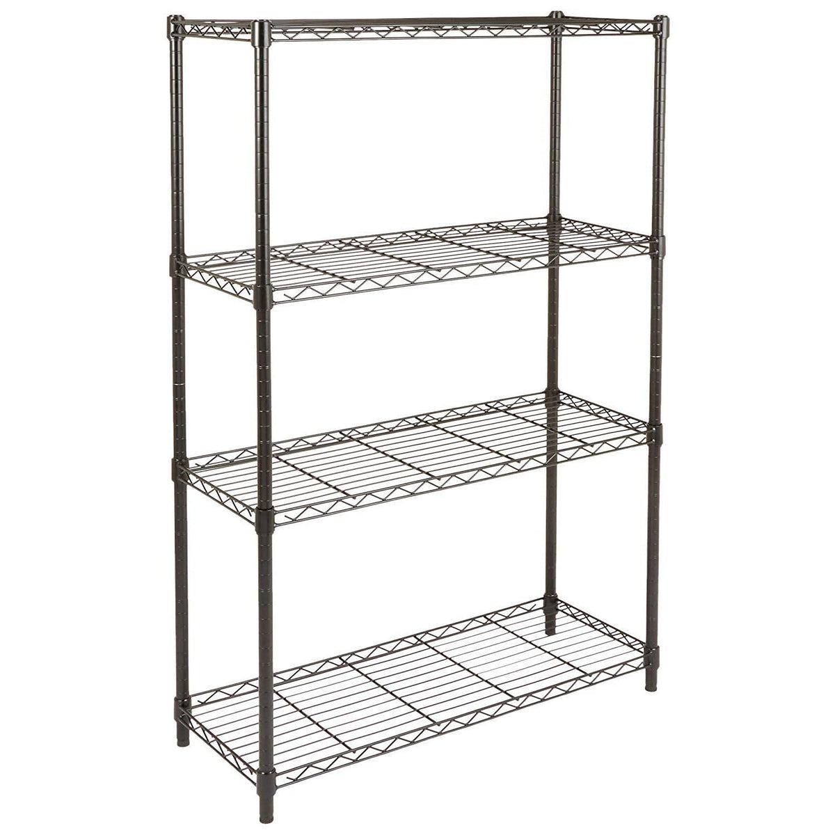 Amazon Basics 4-Shelf Adjustable Heavy Duty Steel Wire Rack Storage Shelving, Sturdy Garage Shelving, 350 lbs Capacity Per Shelf, Easy No-Tool Assembly, 36" x 14" x 54", Black