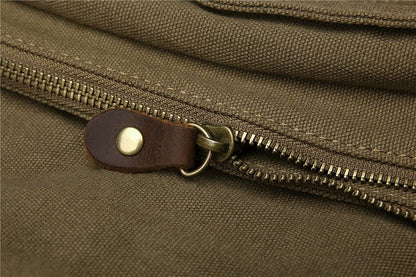 Sechunk Vintage Military Leather Canvas Laptop Bag Messenger Bags