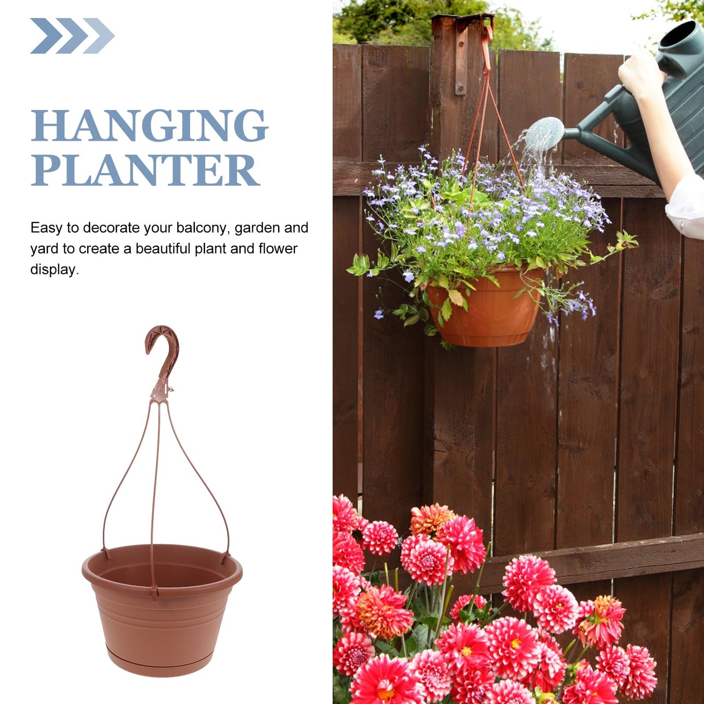 3Pcs Hanging Hanging Plant Pot Basket with Drainage Holes for Home Balcony Pots