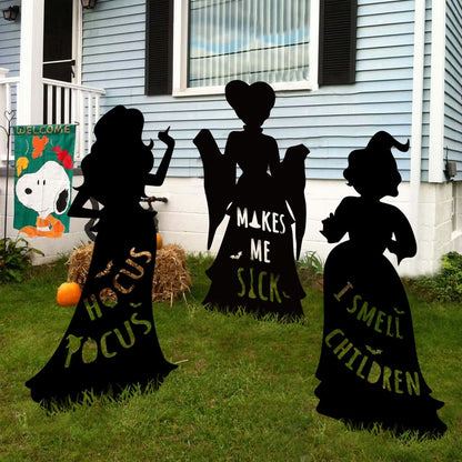 Hocus Pocus Halloween Decorations Outdoor: 3 Extra Large Hocus Pocus Witches, Black Halloween Silhouette Yard Signs with Stakes, Thick Corrugated Plastic, Outside Yard Lawn Decor for Kids Home Party