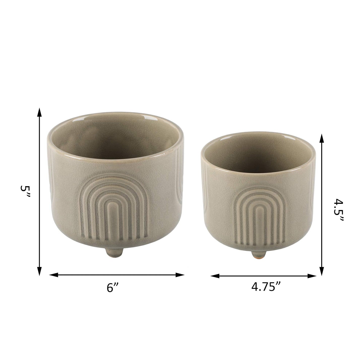Flora Bunda 6 inch & 4.75 inch Rainbow Footed Planter, Set of 2, Glass Oliver