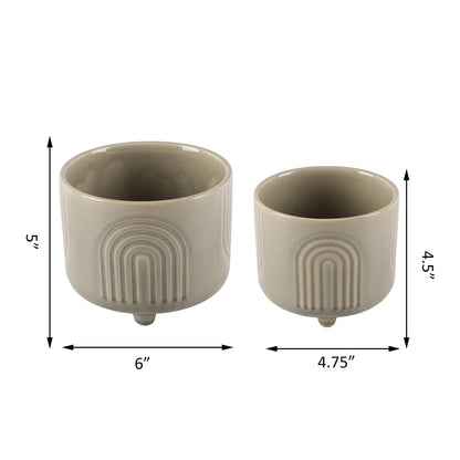 Flora Bunda 6 inch & 4.75 inch Rainbow Footed Planter, Set of 2, Glass Oliver