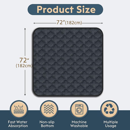 FunFurry Washable Pee Pads for Dogs - 1 Pack Reusable Pee Pads，Waterproof Puppy Pads，Pet Training Pads，Super Absorbent with Dog Paw Shape Non-Slip Backing (Dark Grey, 72" X 72" - 1 Pack)