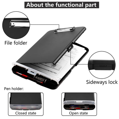 SFLHHDM Storage Clipboard with Pen Holder, High Capacity Clipboards for Classroom, Clip Boards 8.5x11 with Storage, Low-Profile Clip, Lightweight Plastic Clipboard for Kids, Lawers, Office Workers