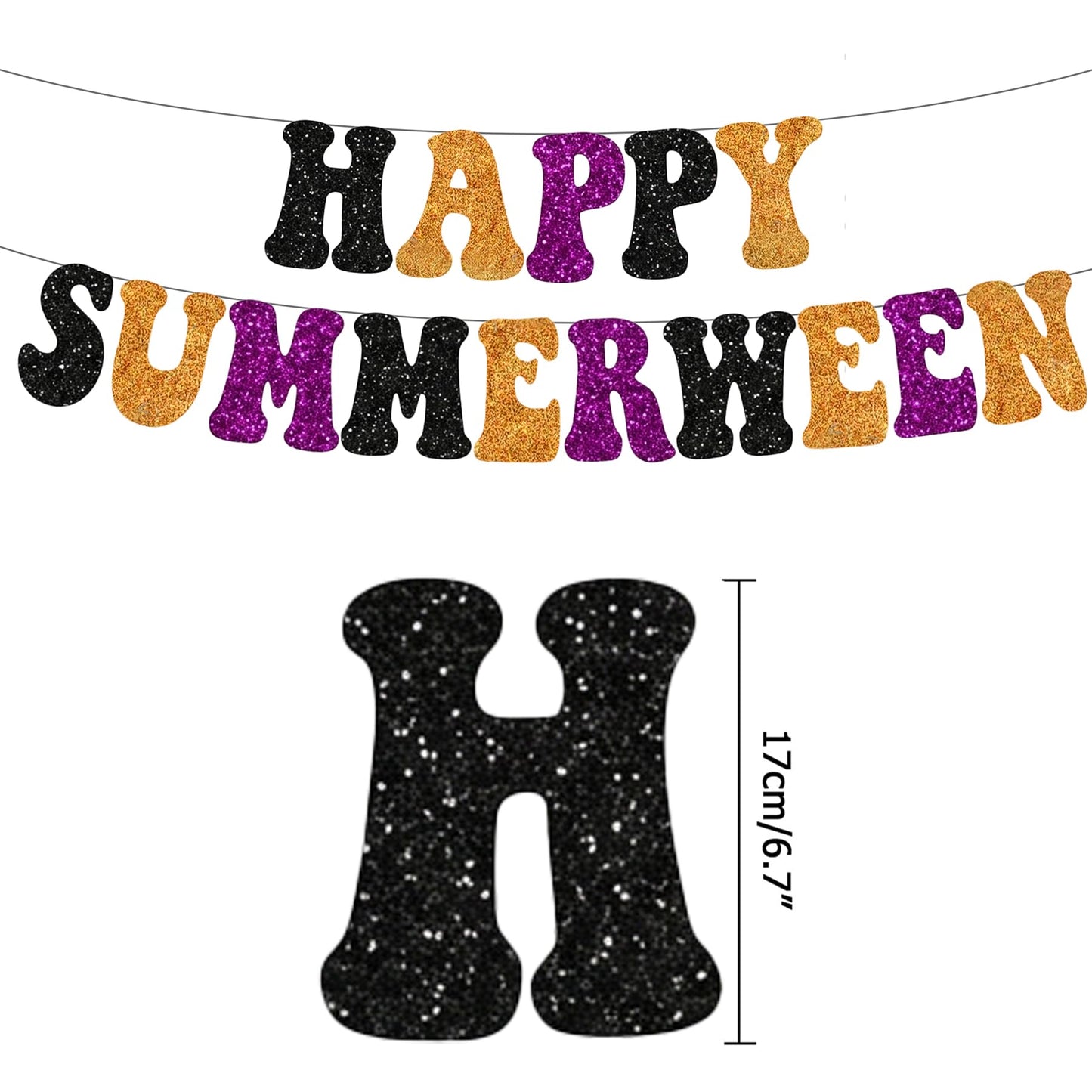 Happy Summerween Banner with Hanging Swirls Summer Halloween Party Decorations, Hawaii Halloween Tropical Summerween Ceiling Swirls Banner Party Decorations