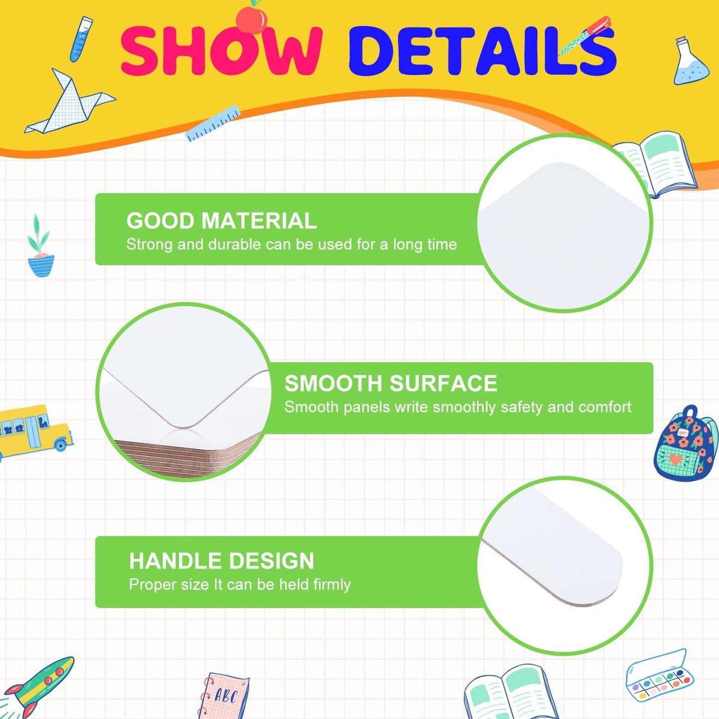 50 Pack Dry Erase Answer Paddles with Handle, 8 x 10 Inch Wooden Double-Sided Handheld Whiteboards Reusable Writing Boards with 50 Markers & 50 Erasers for Classroom Teaching & Auction Paddles Bidding