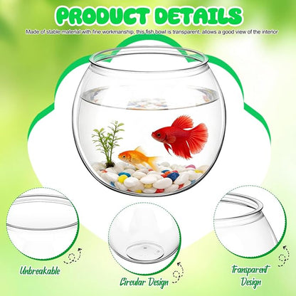 Lurrose Tabletop Fish Tank Plastic Fish Tank Globe Fbowl Clear Feeding Container