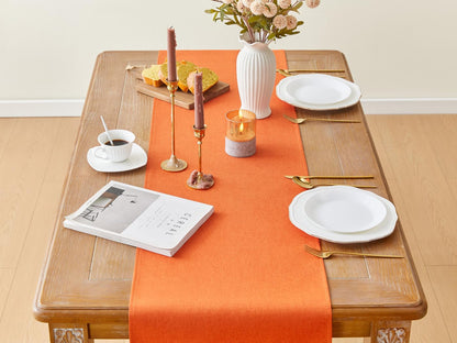 YATOJUZI Orange Table Runner Seasonal Autumn Kitchen Dining Coffee Table Decoration 95 Inches Long Waterproof Farmhouse Rustic Table Runner Halloween Home Wedding Party Decor 16x95Inch