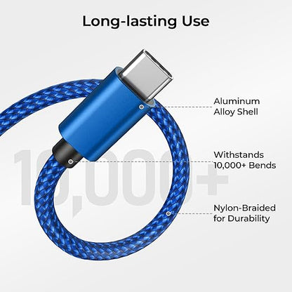 Basesailor USB Type C Charger Cable 10FT 2Pack,Charging Cord for iPhone 17 16 16e Pro Max,Kindle Fire HD 7 2022 12th,10 9th 2019,8 10th 2020,Paperwhite 11th 2021 Generation,Samsung Galaxy A03s,A55,A54
