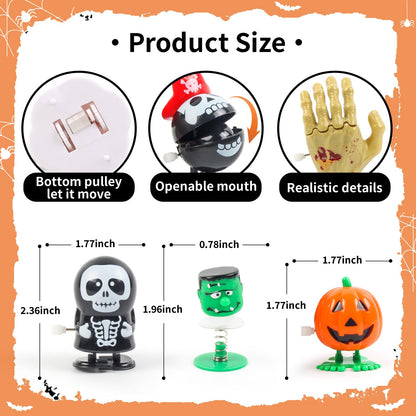 WESAYEE 24 PCS Halloween Wind Up Toys for Kids, Bulk Halloween Party Favors, Wind Up Toys for Trick or Treat, Goodie Bag Stuffers Carnival Prizes, Classroom Gifts for Toddlers