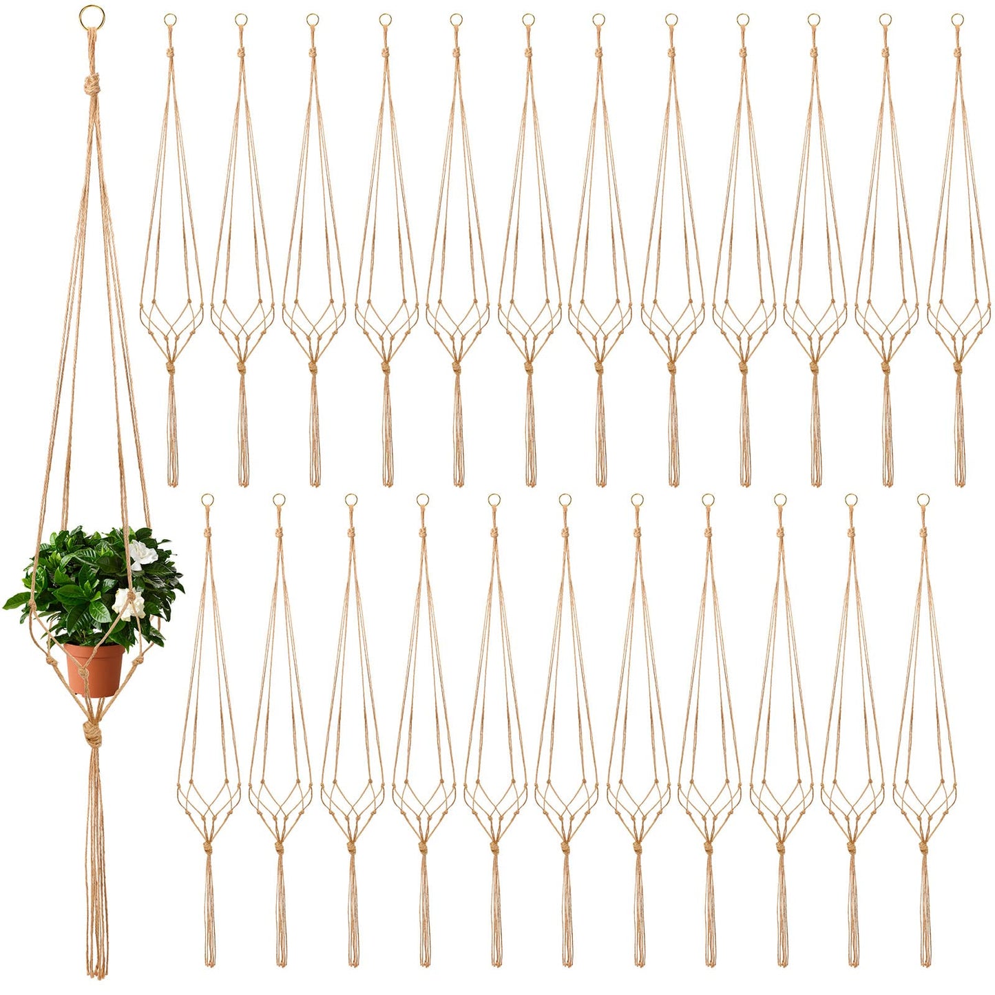Newwiee 20 Pcs 48 Inches Macrame Plant Hangers Jute Rope Plant Holder Plant Hanger Indoor Rope Plant Hanger for Home Indoor Outdoor Garden Planter Flower Pot Holder Basket
