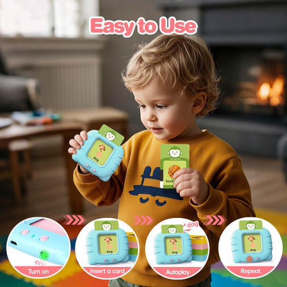 U-LEARNER Talking Flash Cards for Toddler 1 2 3 4 Year Olds, ABC Flash Cards for Toddlers 2-4, Montessor, Autism Sensory, Speech Therapy Toys, Birthday Gift for Boys and Girls, 296 Pro Words Blue