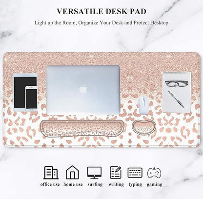 Lateefah Desk Mat, Mouse Pad with Wrist Rest, 4-in-1 Large Mouse Pads for Desk, Ergonomic Mouse Pad and Keyboard Wrist Rest Gaming Keyboard Mat for Office, Home