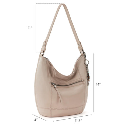 The Sak Sequoia Hobo Bag in Leather, Single Shoulder Strap, Sand