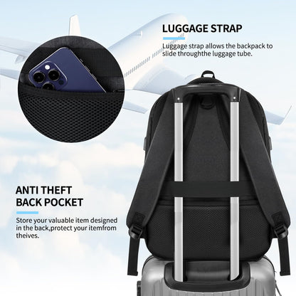 Skaypibs Backpack for Men,School Backpack for boys teens,Travel laptop backpack with Reinforced Straps,Water Resistant business Work college bookbag,book bag Fits 15.6 Inch,Black Back Pack