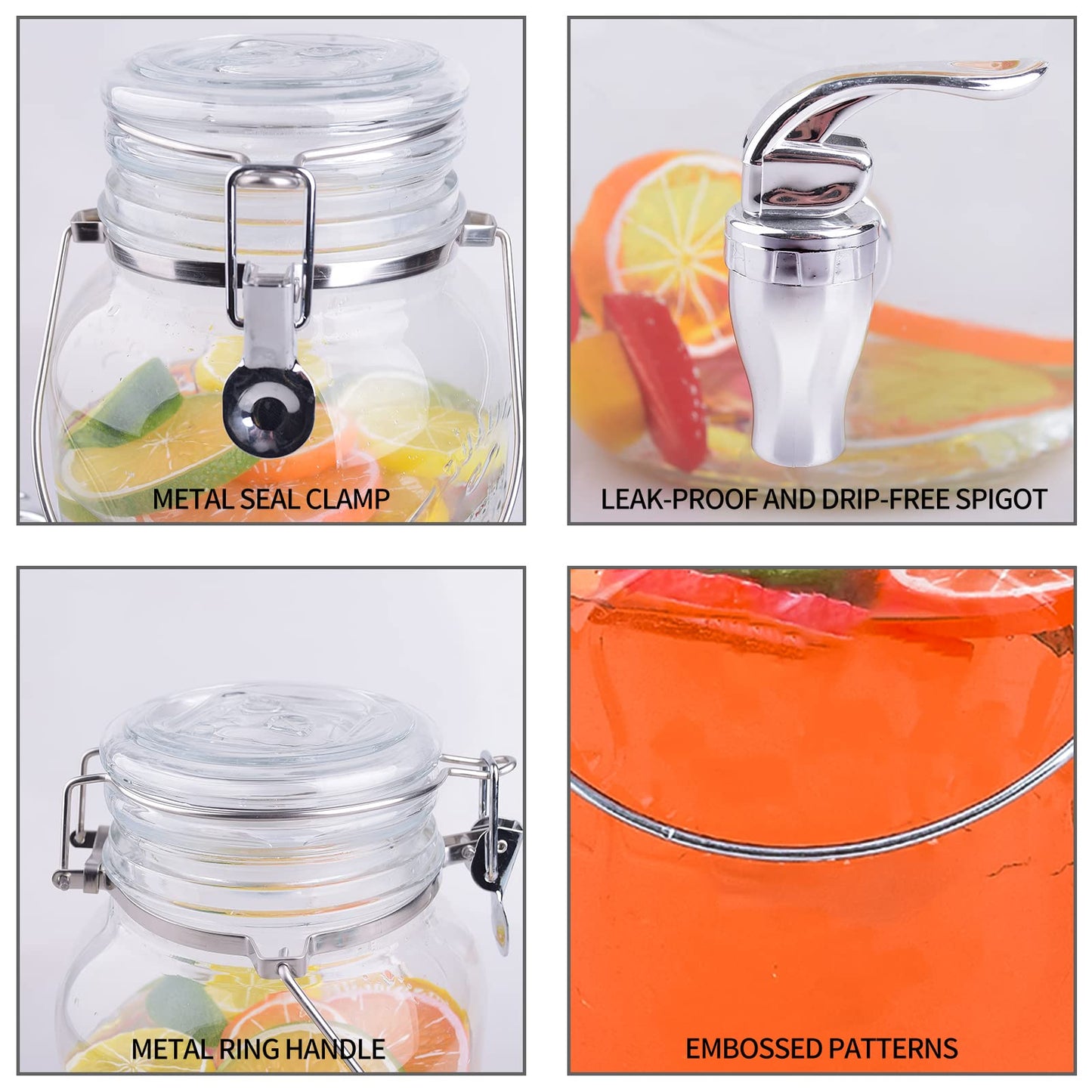 Eleganttime 1 Gallon Glass Drink Dispensers for Parties,2 Pack Beverage Dispenser With Spigot,Laundry Detergent Dispenser Punch Bowls Juice Water Dispenser for Parties