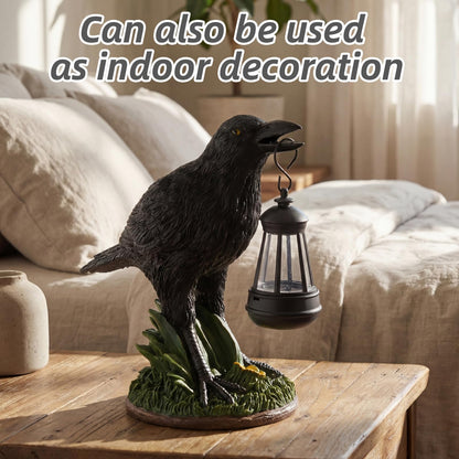Rempry Solar Garden Crow Statue Decor, Gothic Crow Light for Yard Lawn Patio Outdoor, Unique Birthday Housewarming Halloween Gifts for Mom Family, Friend