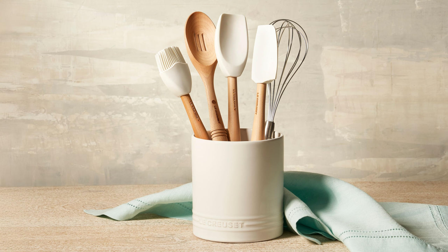 Le Creuset Stoneware Signature Straight Wall Utensil Crock, 1 qt., Cerise